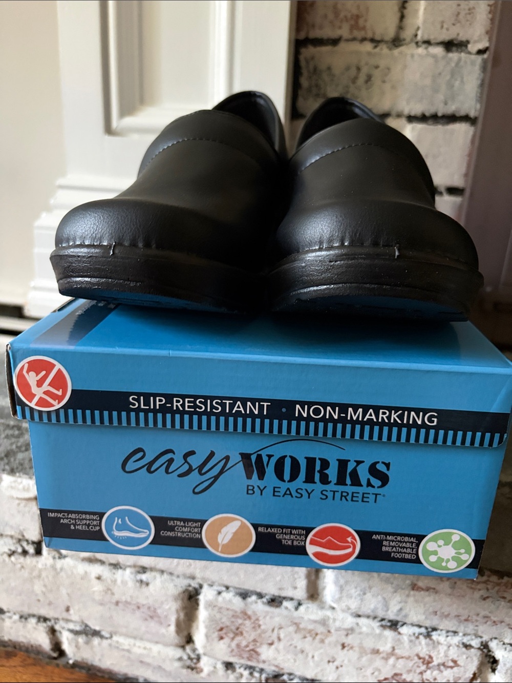 easy street Black Slip-On Work Loafers